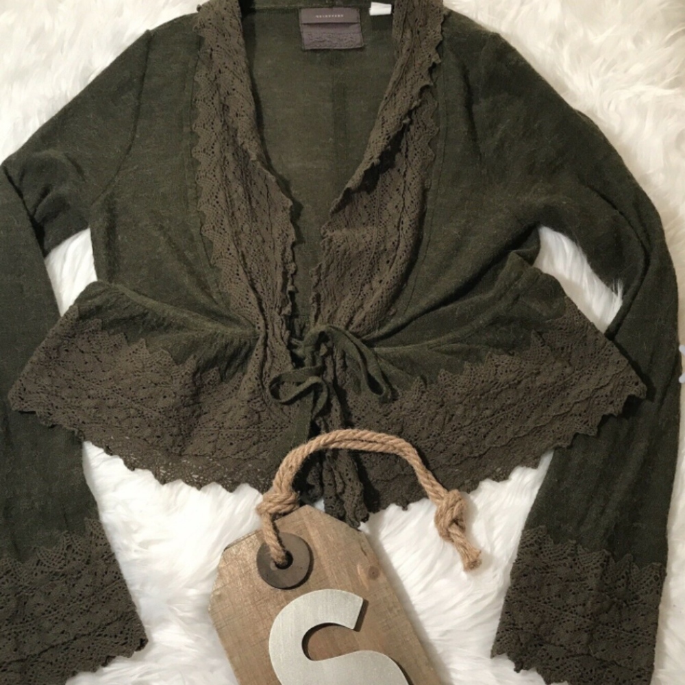 Anthropologie Guinevere Green Wool Alpaca Sz Large
